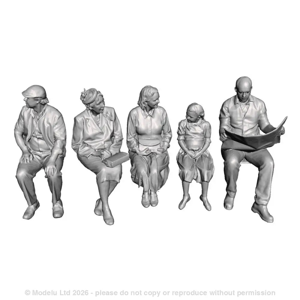 A set of 5 seated passengers