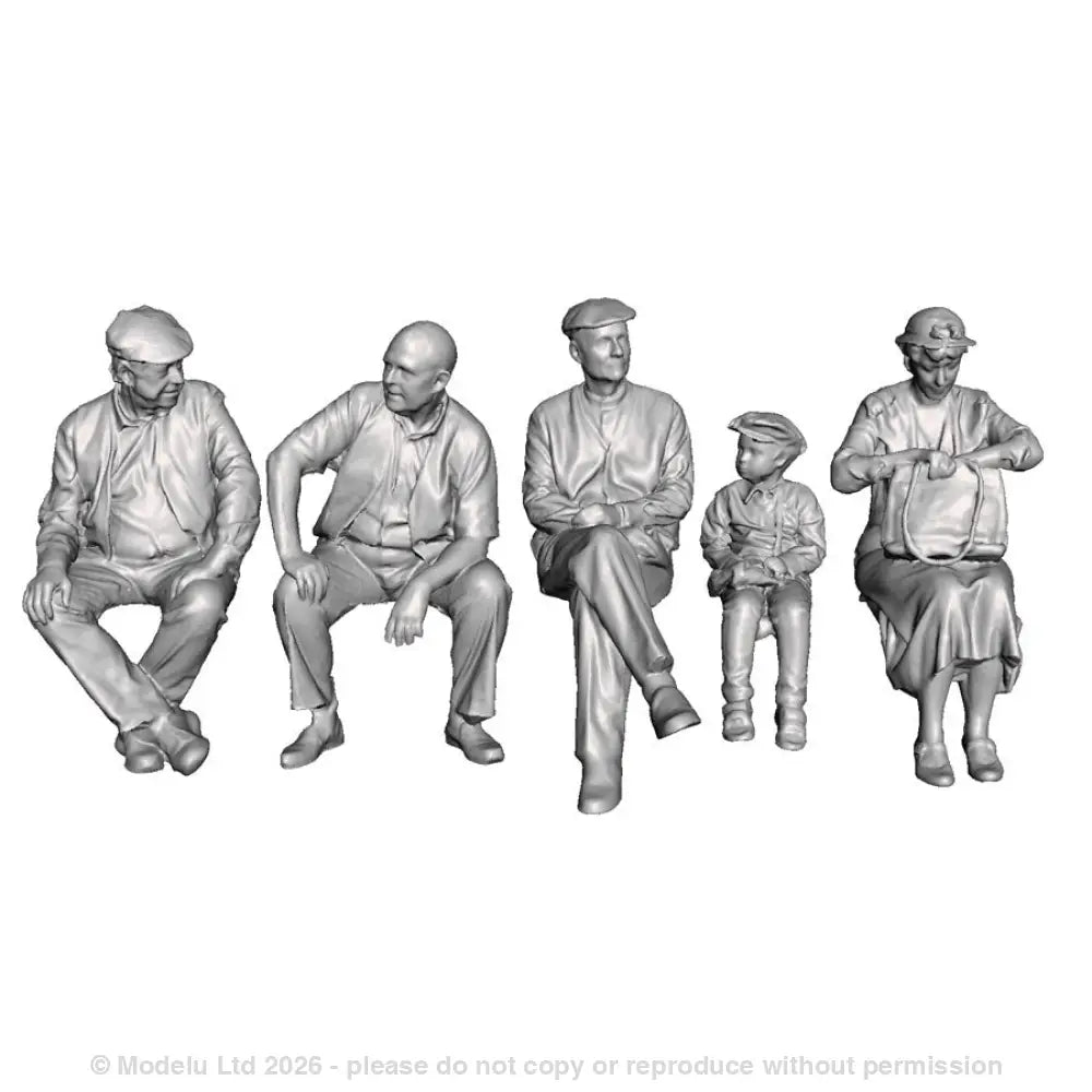 A set of 5 seated passengers