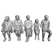 A set of 5 seated passengers