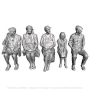 A set of 5 seated passengers