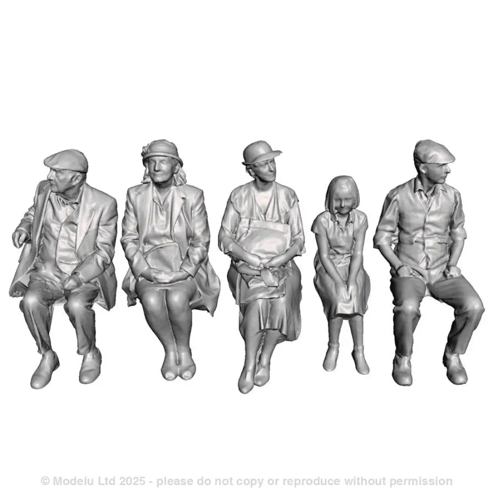 A set of 5 seated passengers