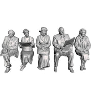 A set of 5 seated passengers