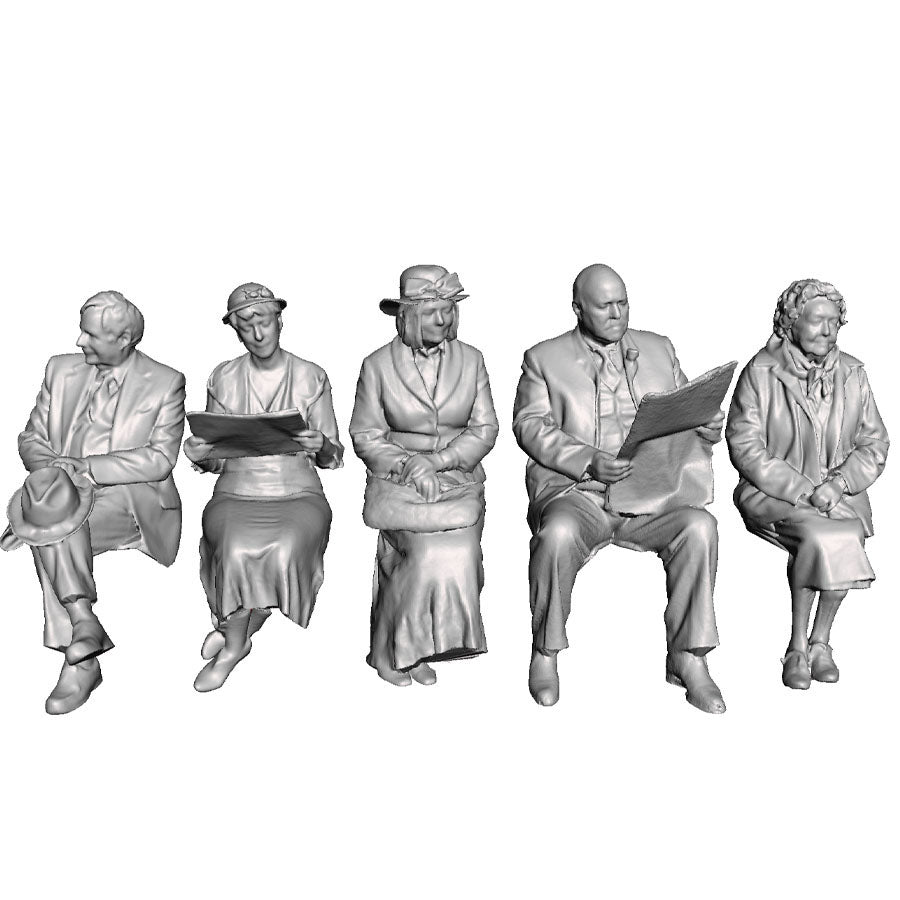 A set of 5 seated passengers