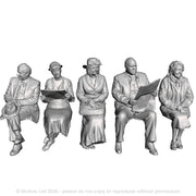 A set of 5 seated passengers
