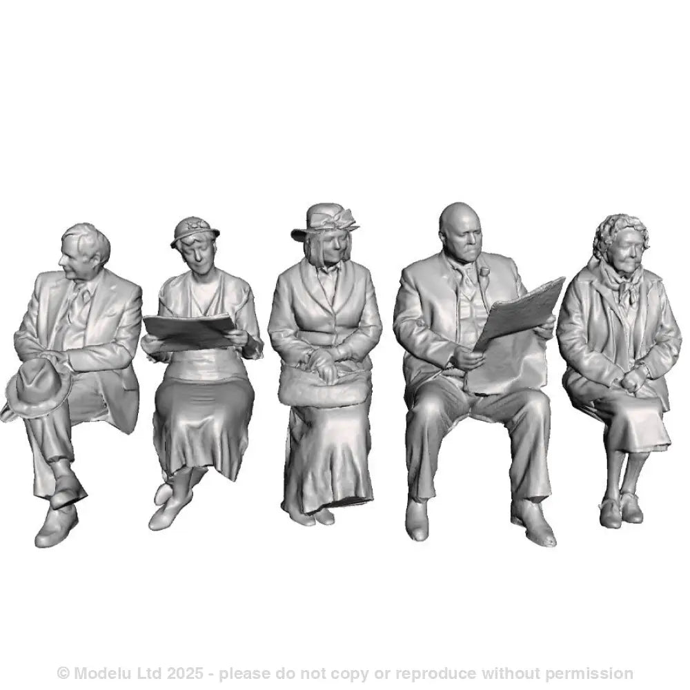 A set of 5 seated passengers