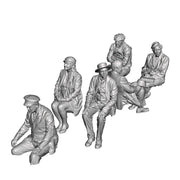 A set of 6 figures including a driver and 5 passengers designed for the AEC railcar
