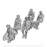 A set of 6 figures including a driver and 5 passengers designed for the AEC railcar