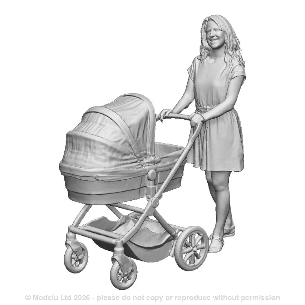 1702 Woman With Push Chair