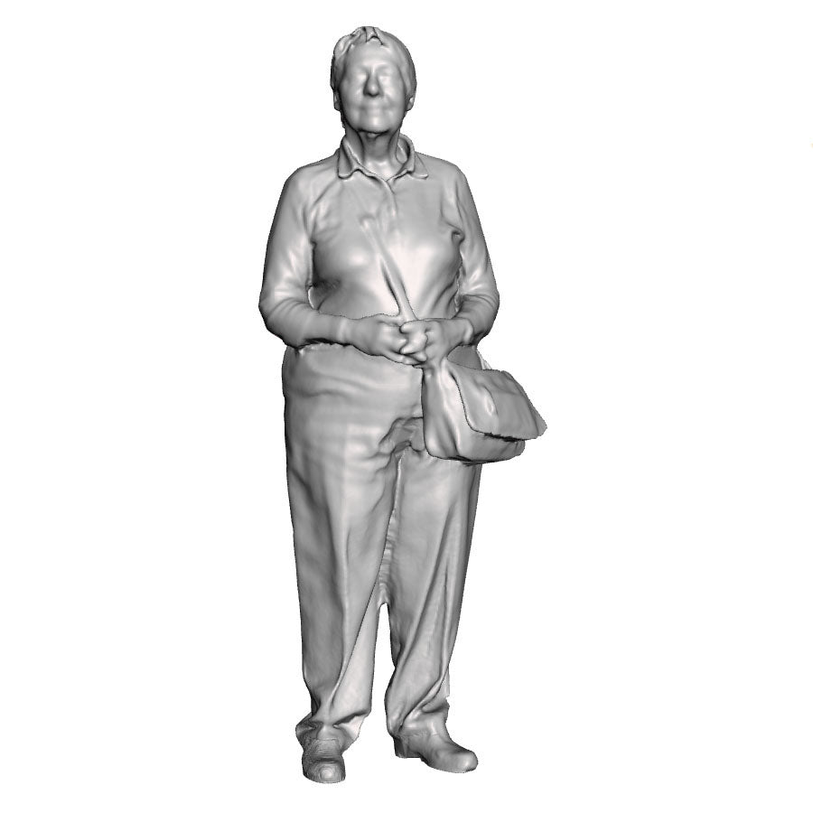 A female figure with bag