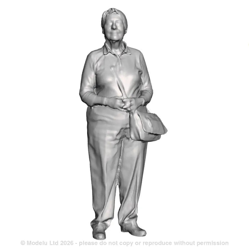 A female figure with bag