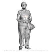 A female figure with bag