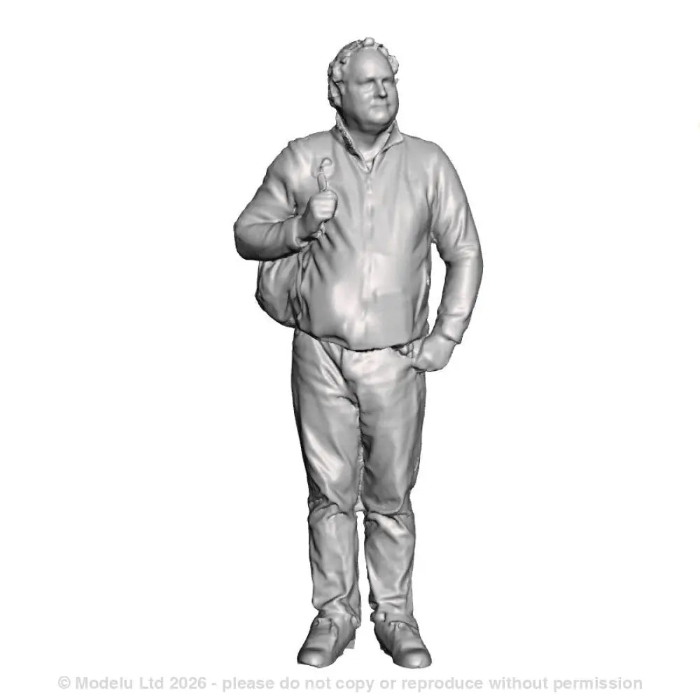 A male figure with rucksack