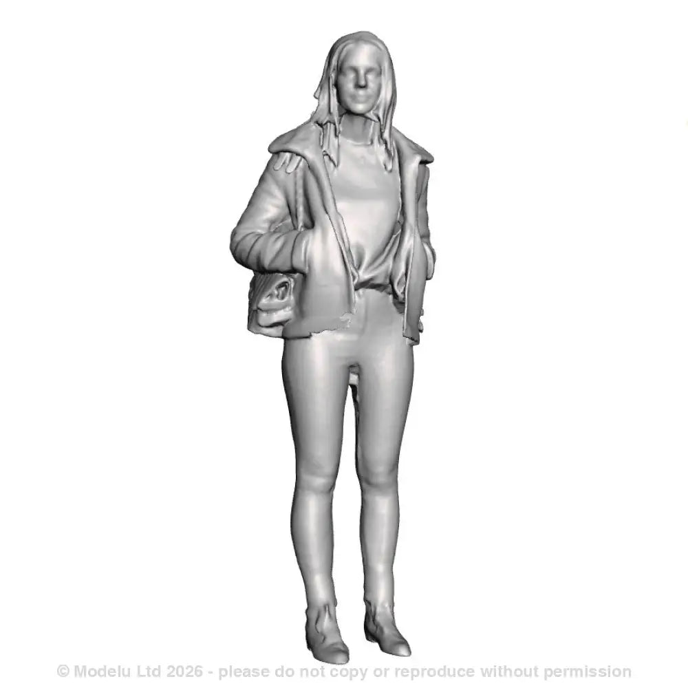 A female figure in jacket