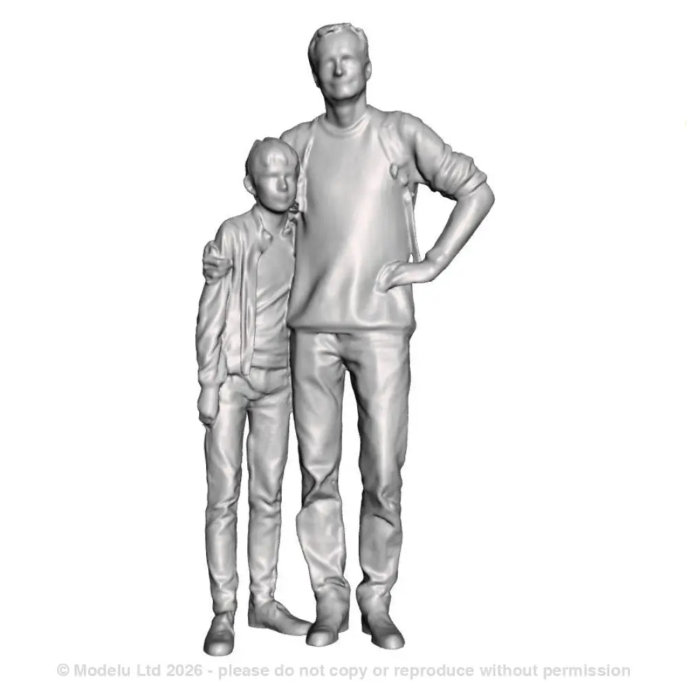 A male figure with a boy