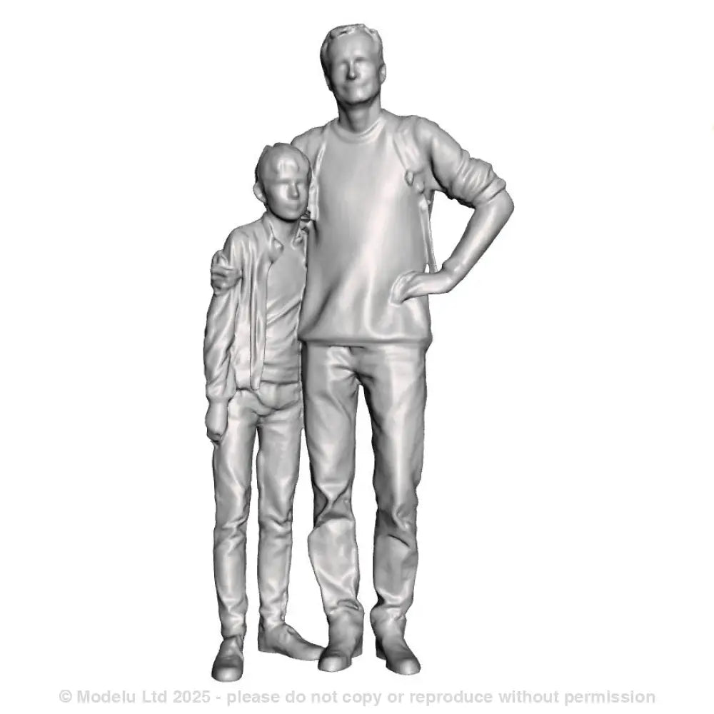 A male figure with a boy