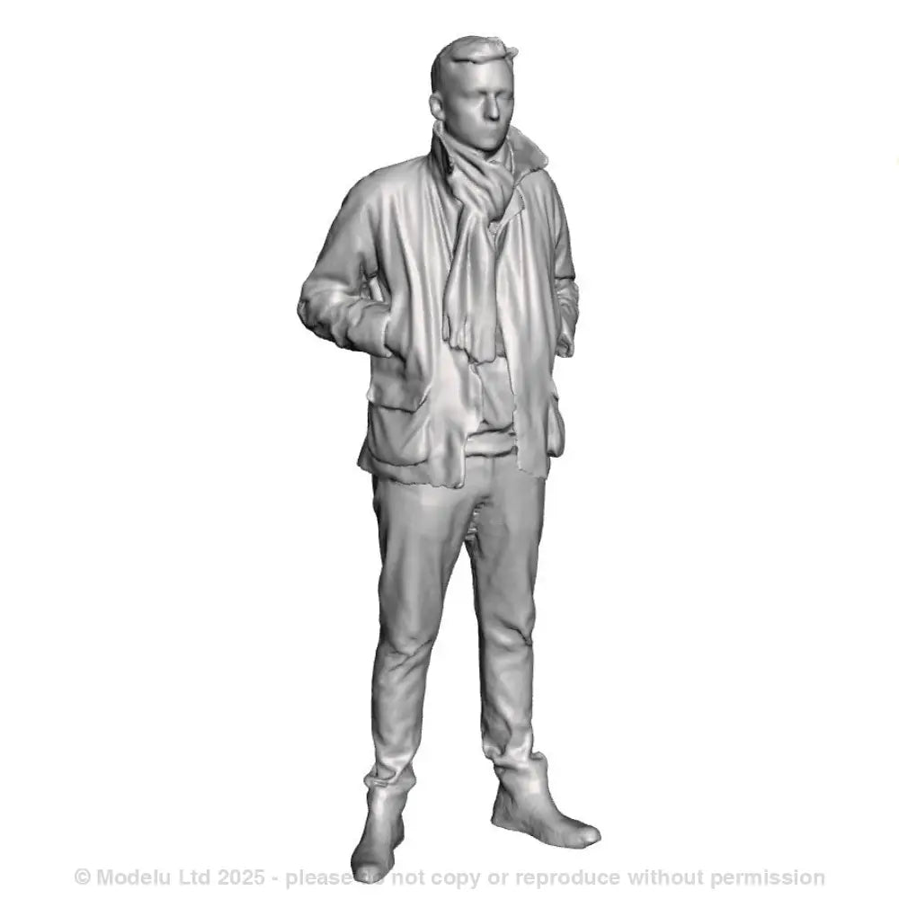 A male figure wearing a scarf