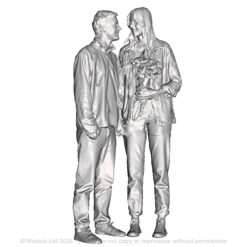 A male and female couple with flowers