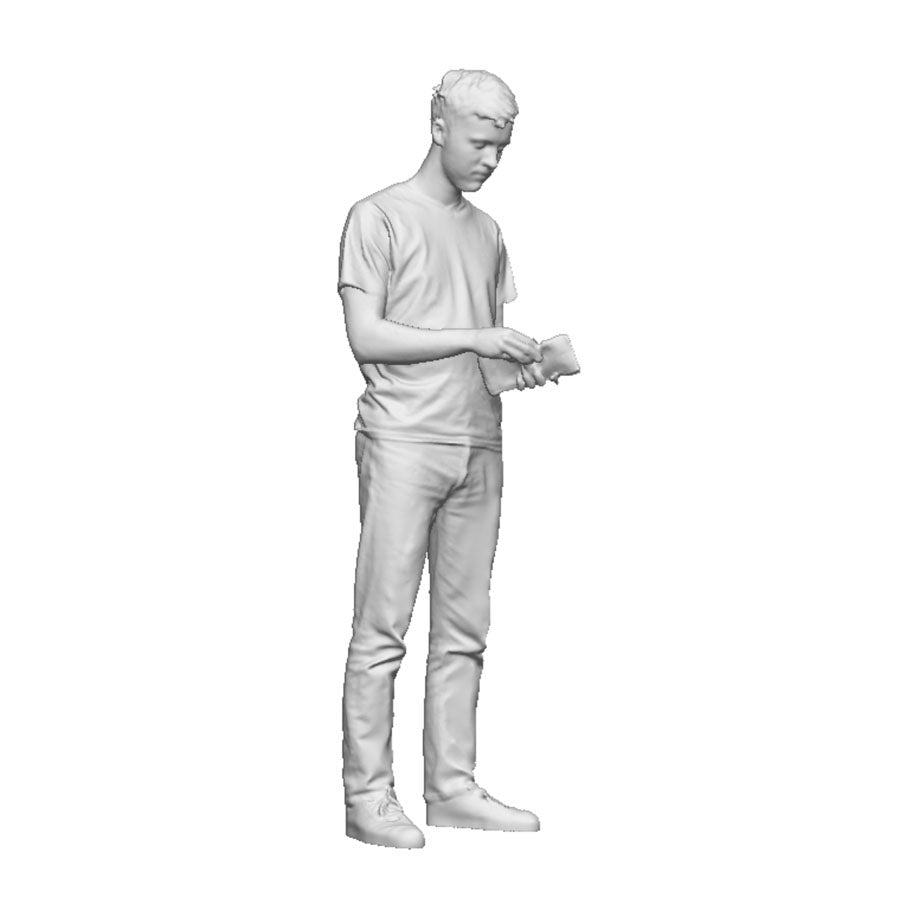 A male figure paying