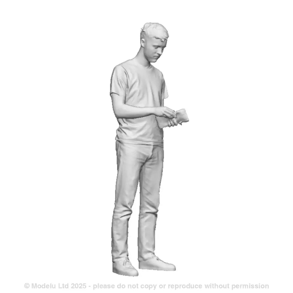 A male figure paying