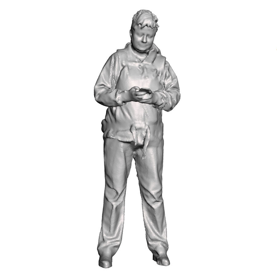 A female figure using a mobile phone