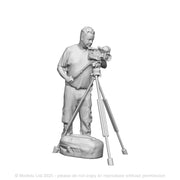 A male camera man with camera and tripod