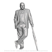 A male figure with umbrella