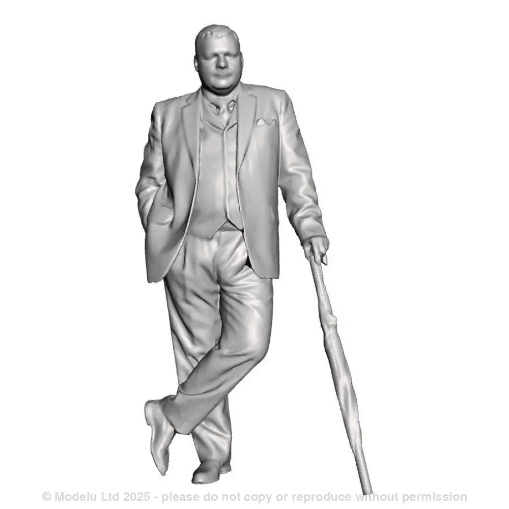 A male figure with umbrella