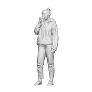 A female figure eating