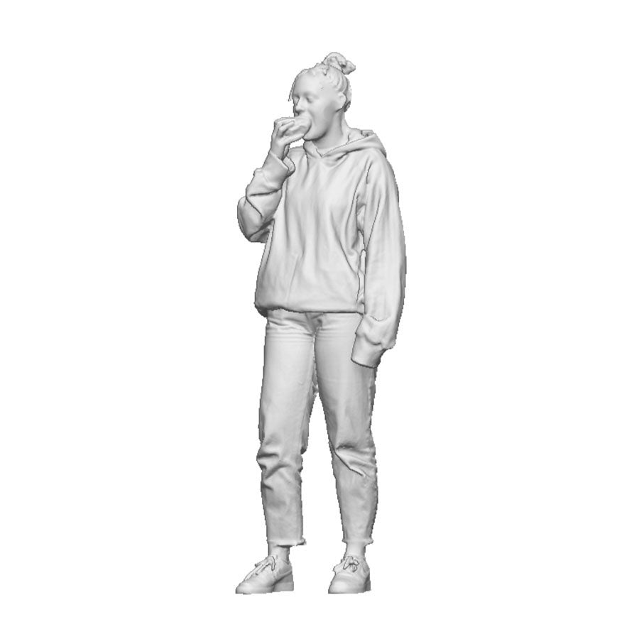 A female figure eating