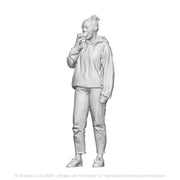 A female figure eating