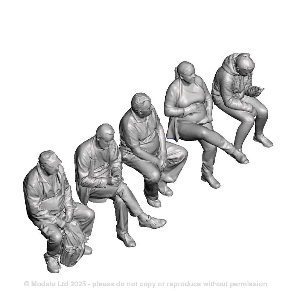 A set of 5 seated people