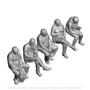 A set of 5 seated people