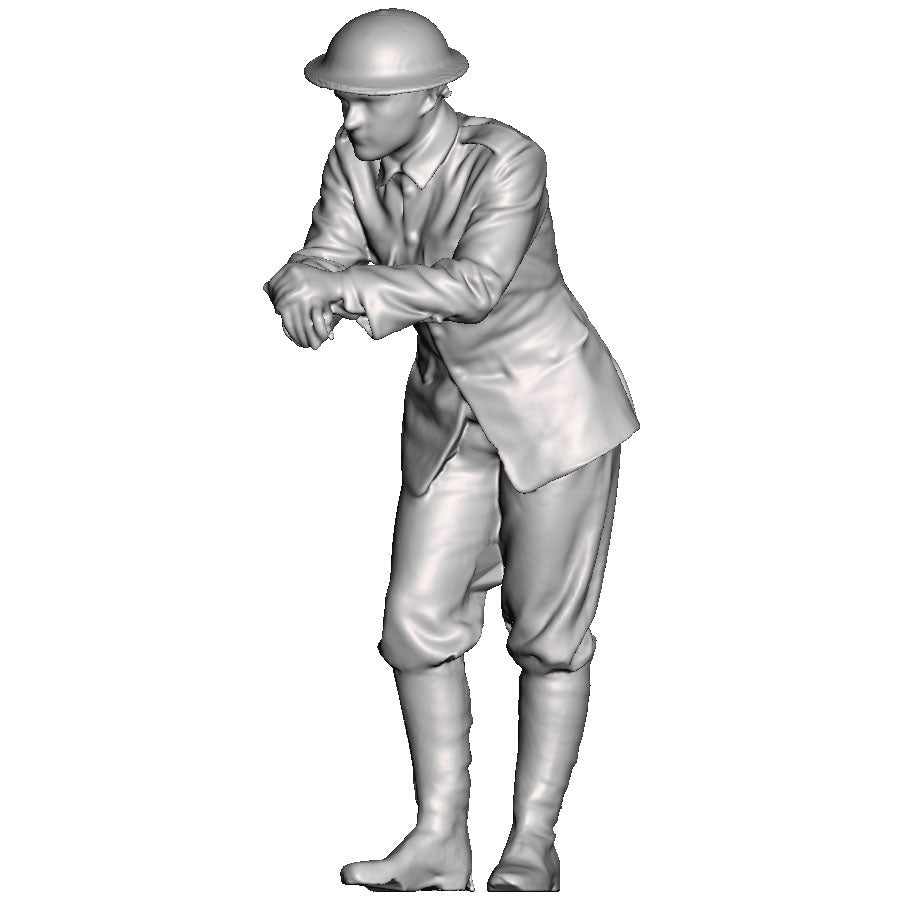 A WWI British Sapper leaning
