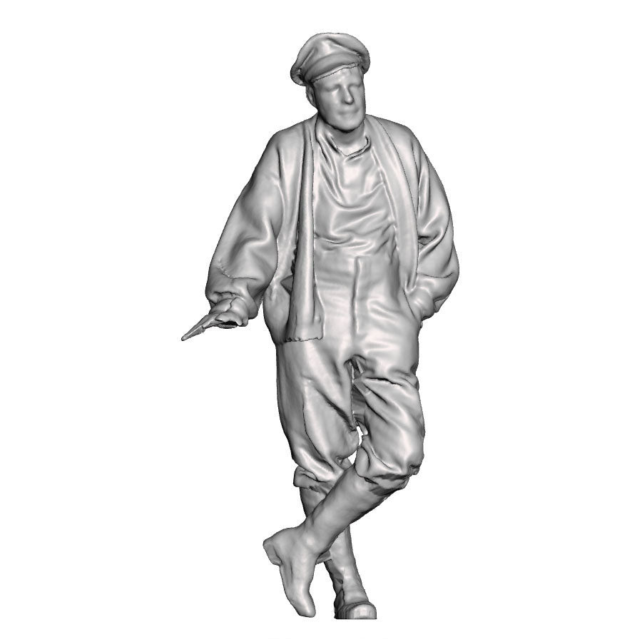 A WWI British Sapper leaning