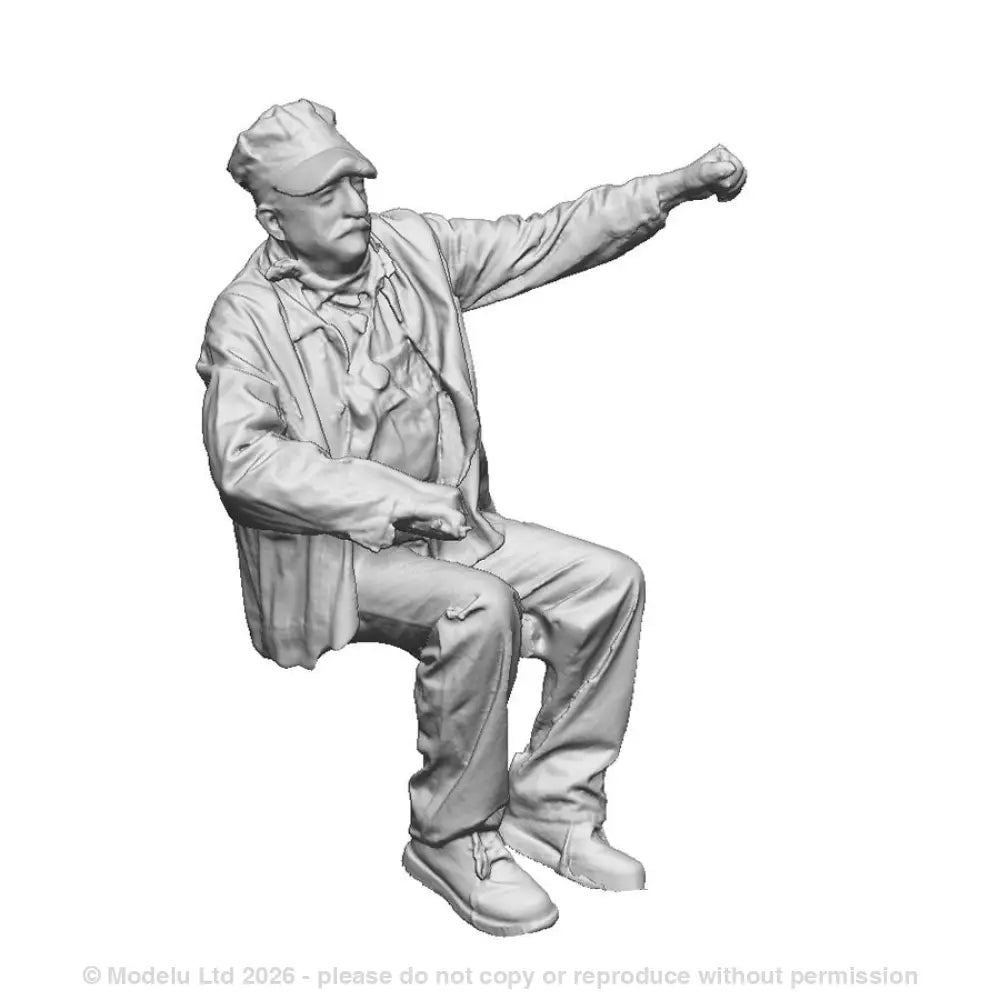 A seated engineer using throttle