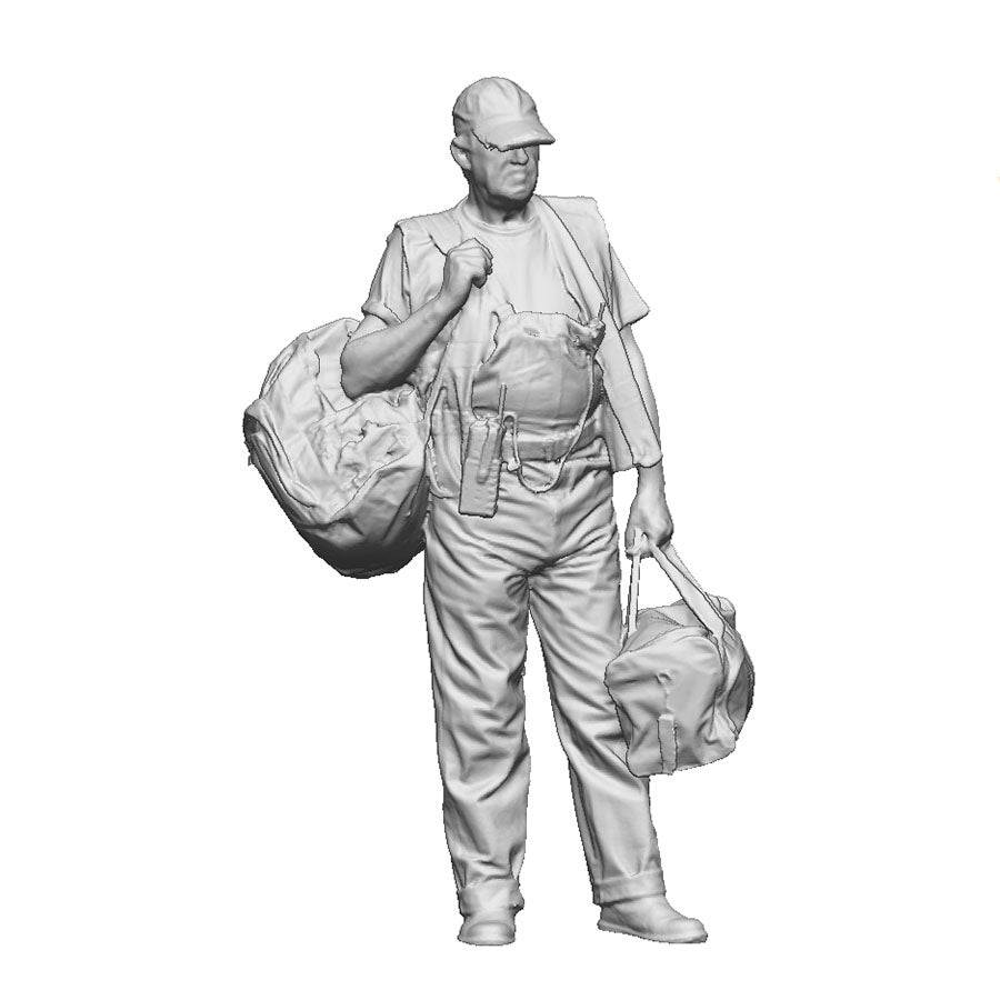 Crew with kit bags