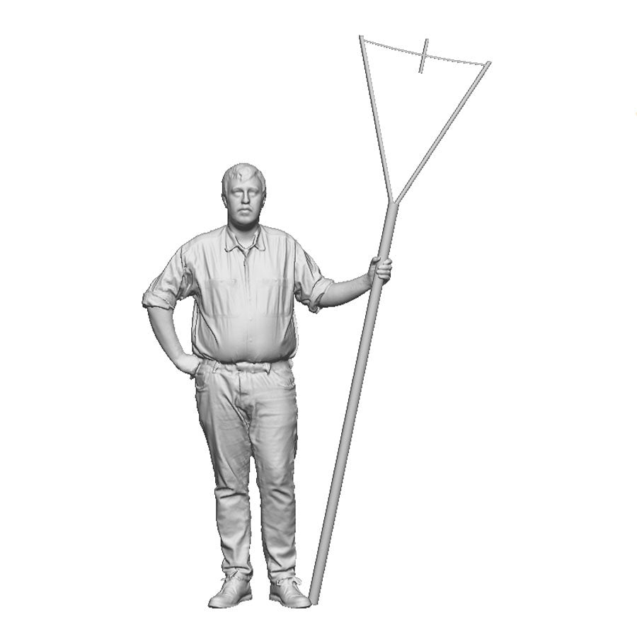 An operator with train order hoop