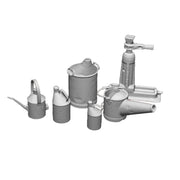 A pack of loco shed details including large oil feed can, loco oil cans, loco oil feeder, slide jack and sandbox filler