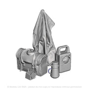 A BR diesel crew detail pack including drivers bag, jacket, bardic lamp, billy can and battery electric tail lamp