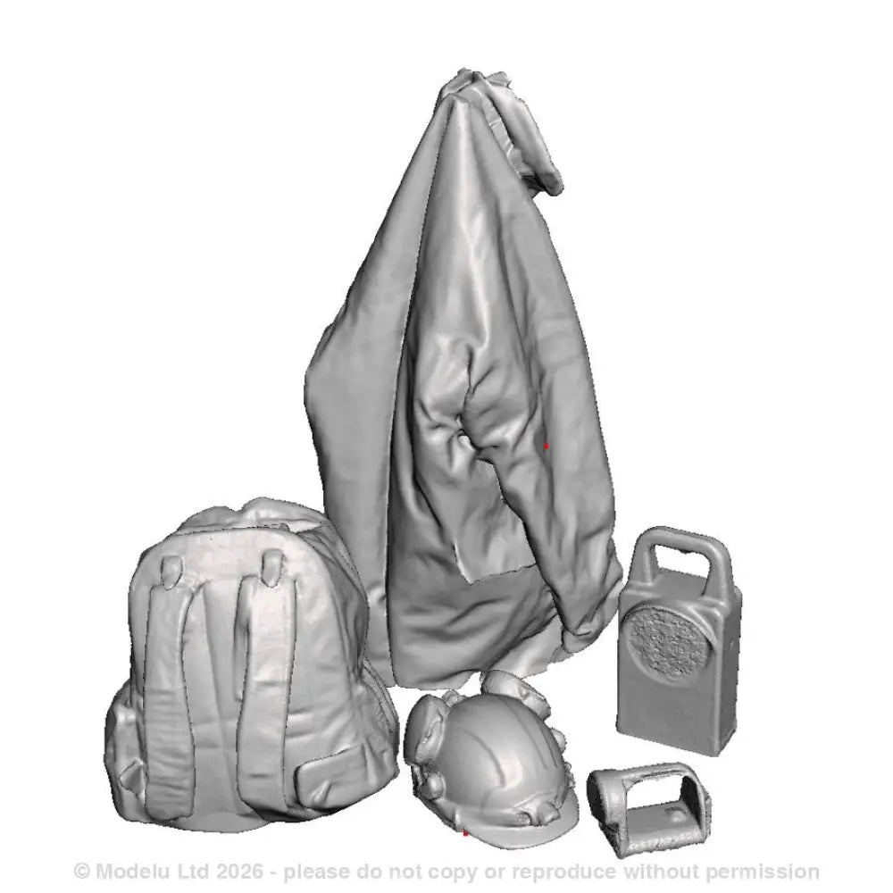 A freight crew detail pack including jacket, rucksack, hardhat, bardic lamp and led tail lamp
