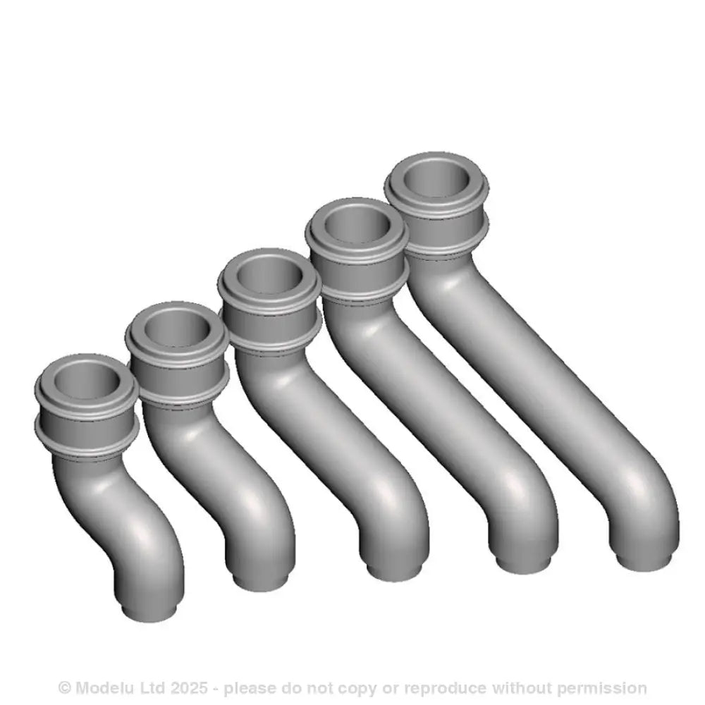 A pack of 5 pipe offsets with round fitting