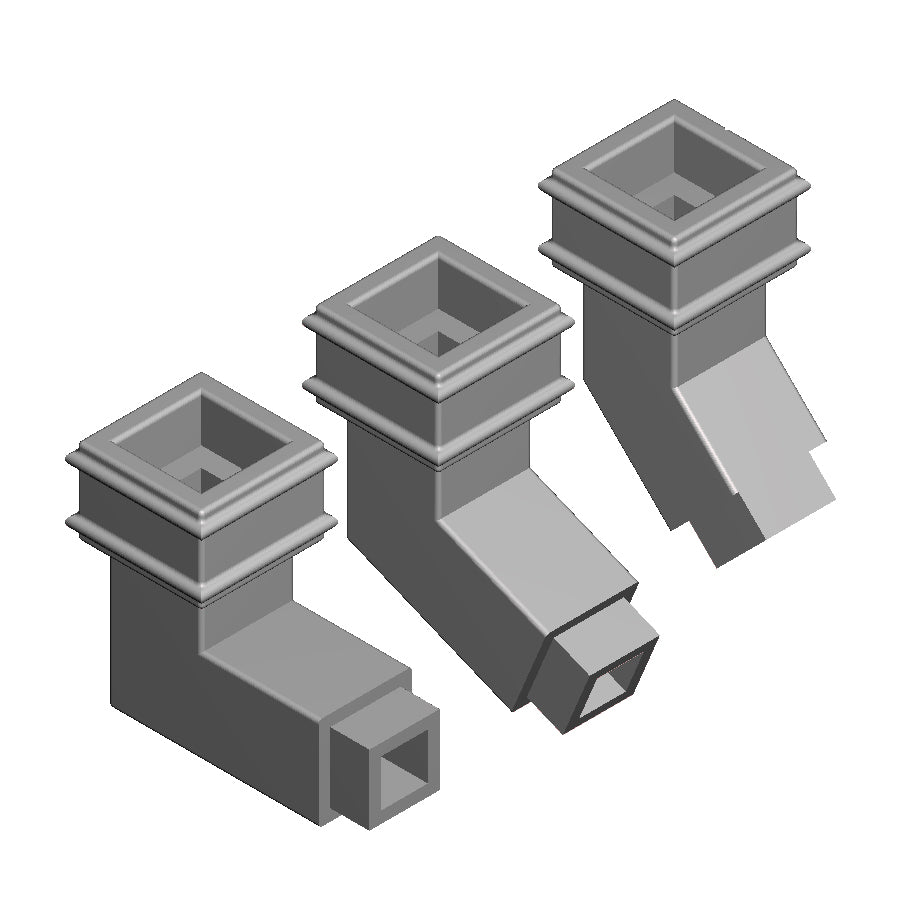 A pack of 6 pipe bends wtih with square fitting
