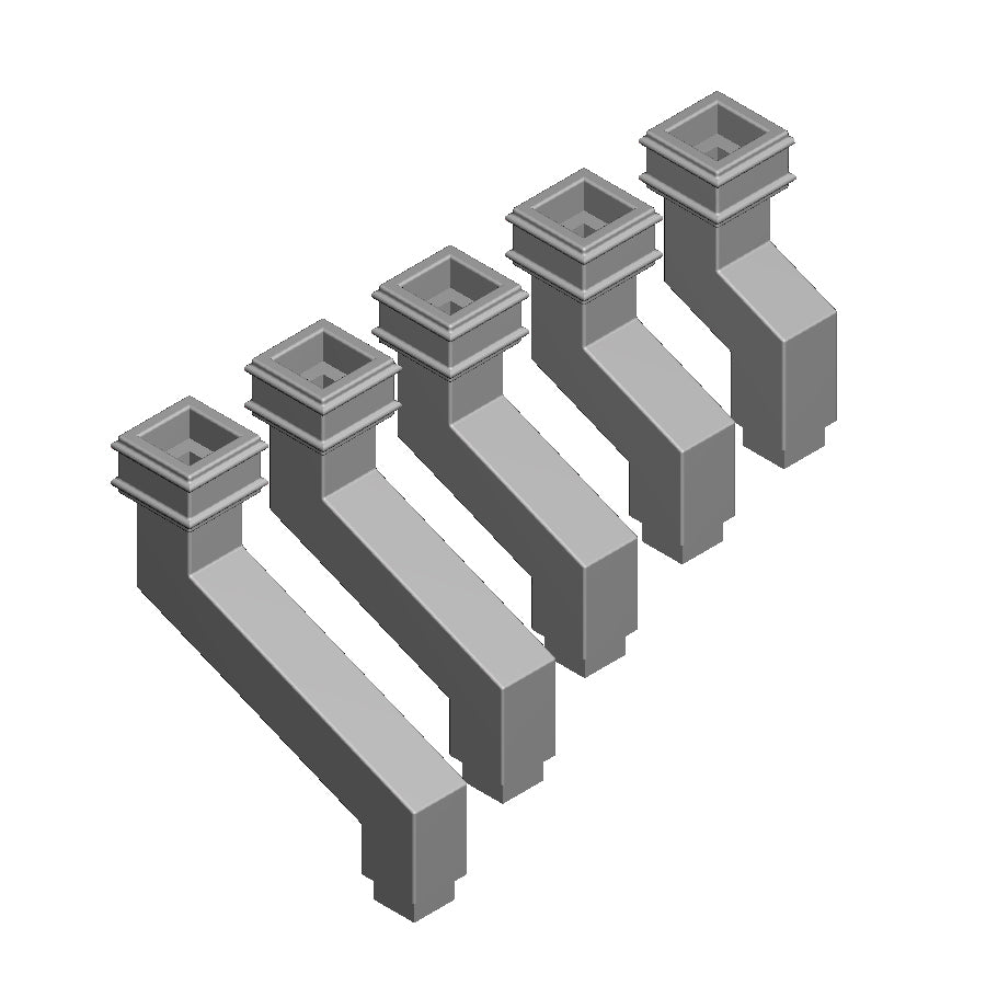 A pack of 5 pipe offsets with square fitting