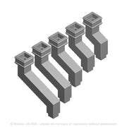 A pack of 5 pipe offsets with square fitting