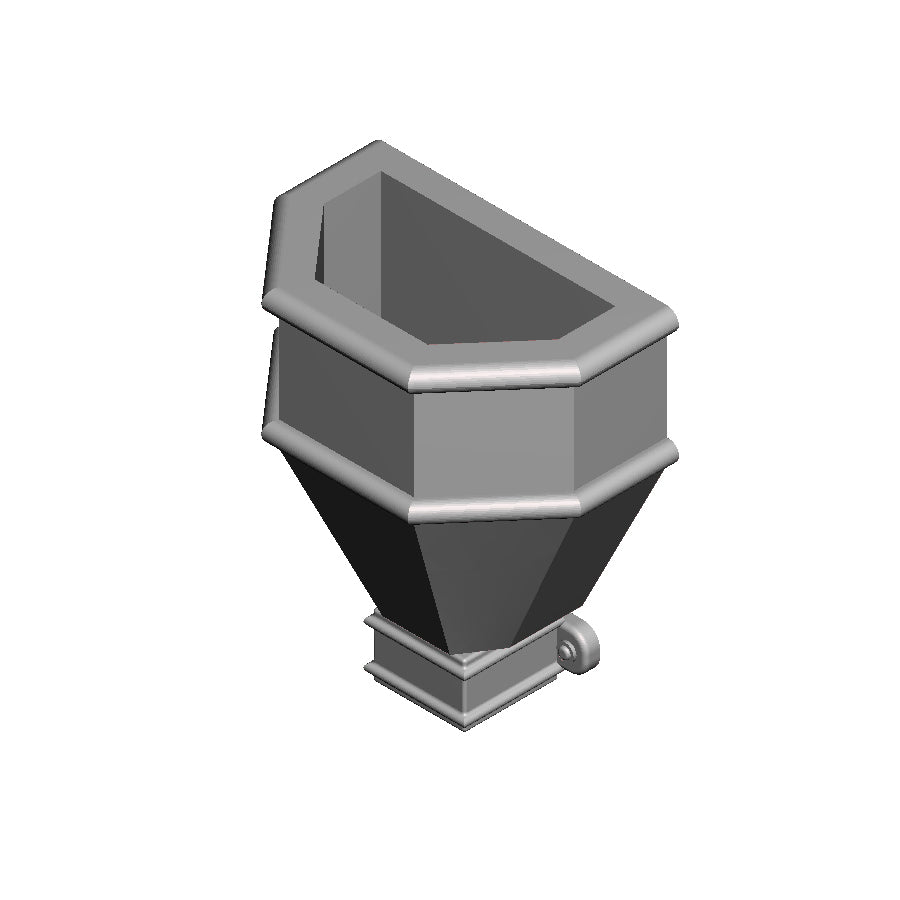 A pack of 5 fluted large hoppers with square fitting