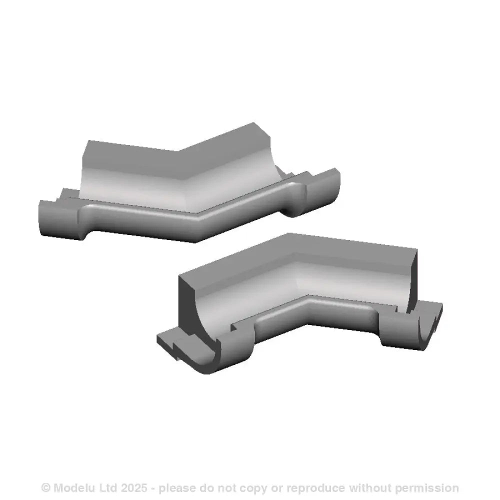 A pack of 8 half round guttering 135 corners