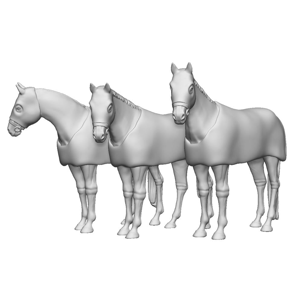 A pack of race horses in transit x3