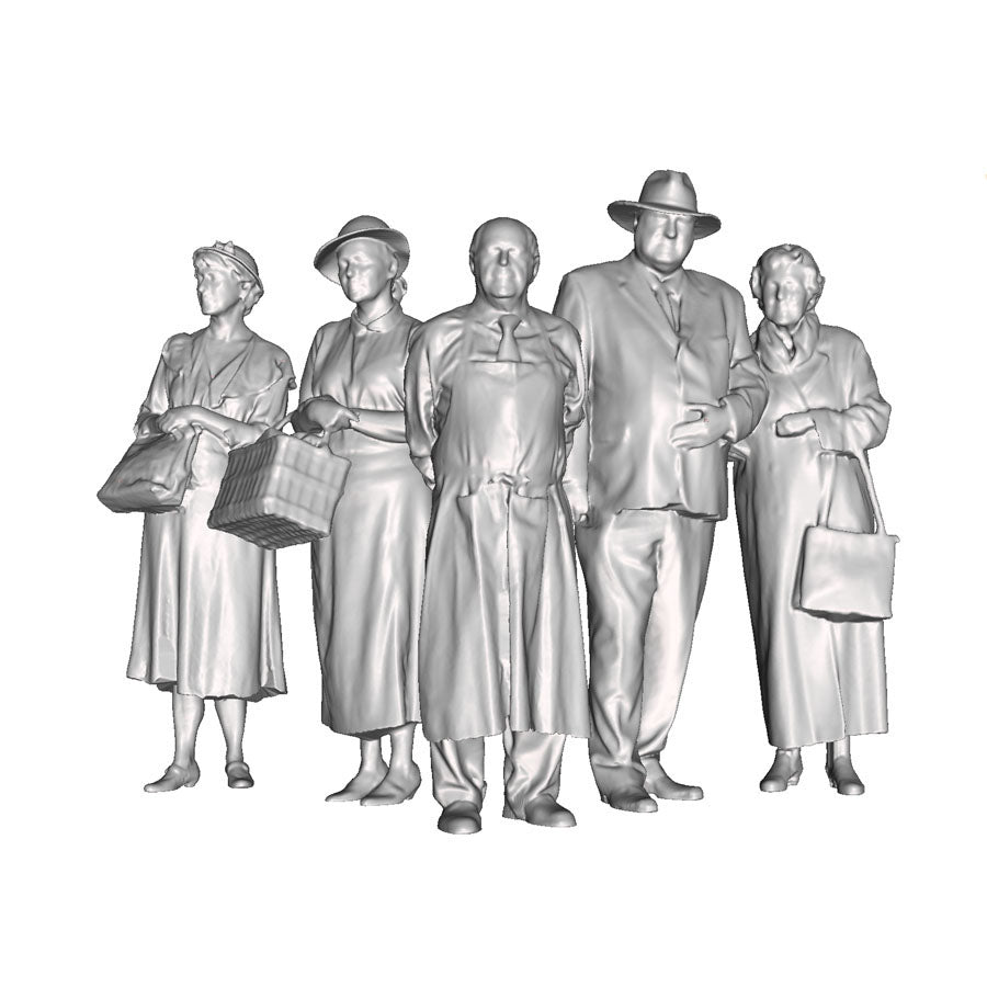 A pack of 4 people shopping and a shop keeper