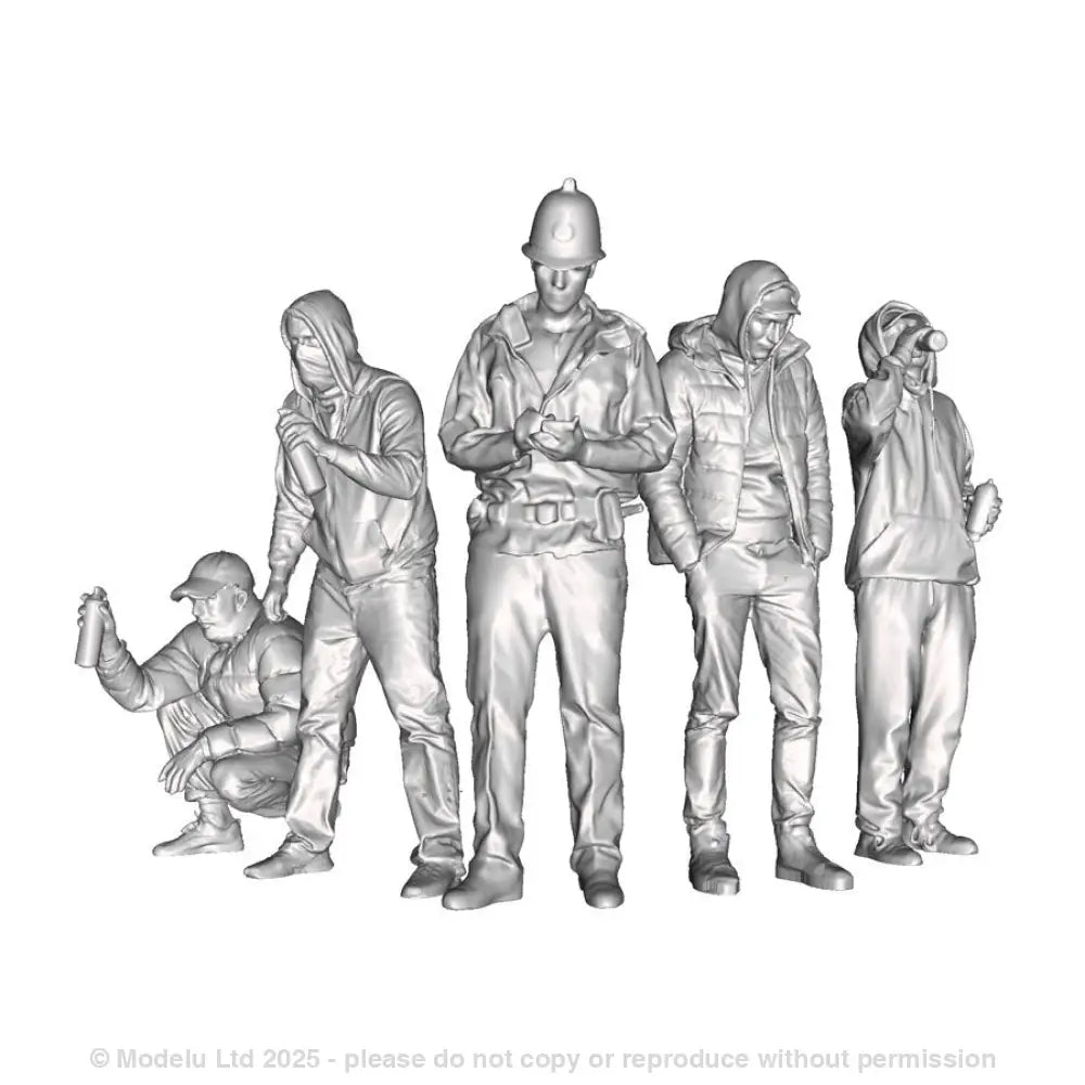 A pack of 4 vandals and a policeman