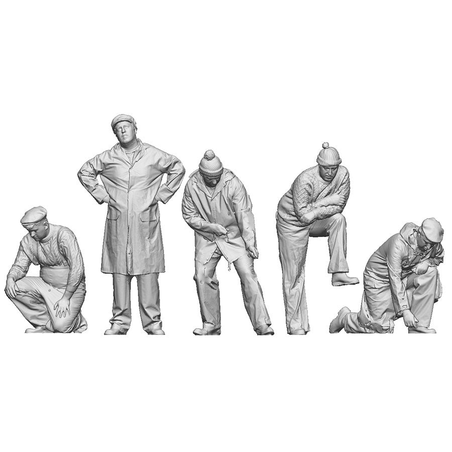 A pack of 5 fishing boat crew at work